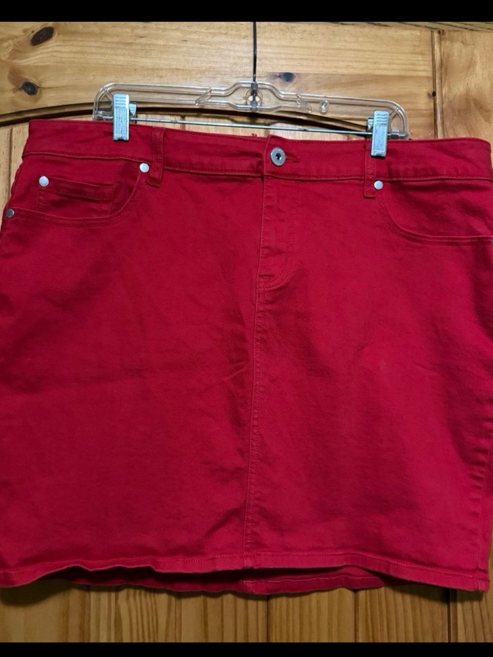 torrid size 20 Bright Red Denim Mini Skirt